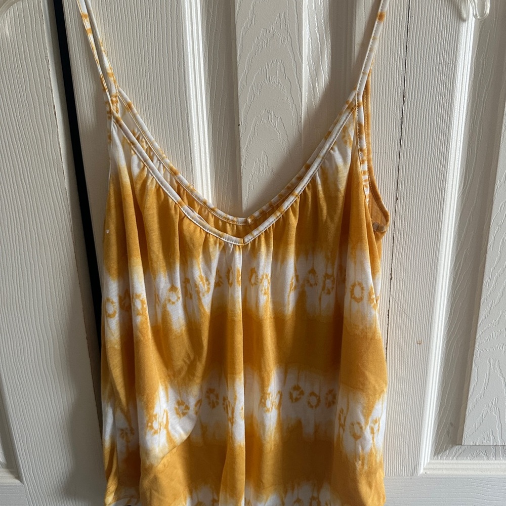 Yellow Tie-Dye Spaghetti Strap Top